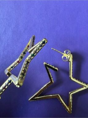 Melinda Maria Caroline Pave Star Huggie Earrings